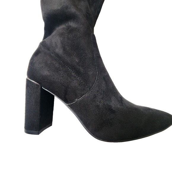 Marc Fisher Point toe Block Heel Tall Vany Suede Boots Black 6.5 - Picture 6 of 14